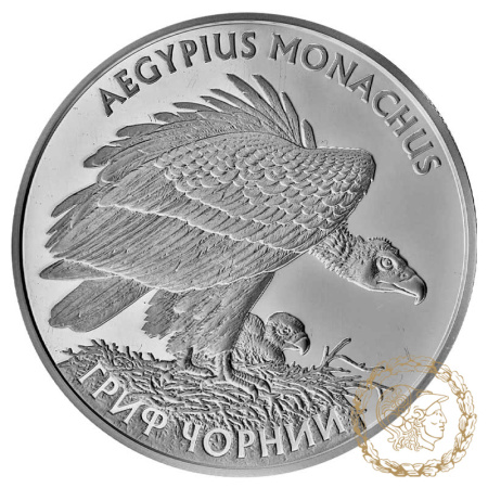 Срібна монета 10 гривень 2008 рік, Україна. Гриф чорний 