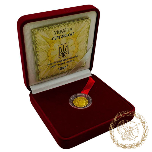 Золота монета 2 гривні 2008 рік, Україна. Діва